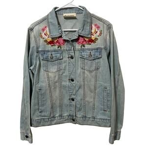 Savanah‎ Jane Women’s embroidered Jean Jacket Sz Large Cotton Gorgeous